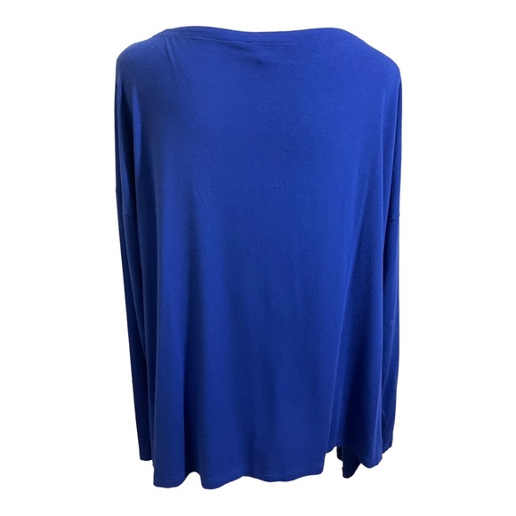 Eileen Fisher womens round neckline royal blue viscose blouse size large - Picture 6 of 10